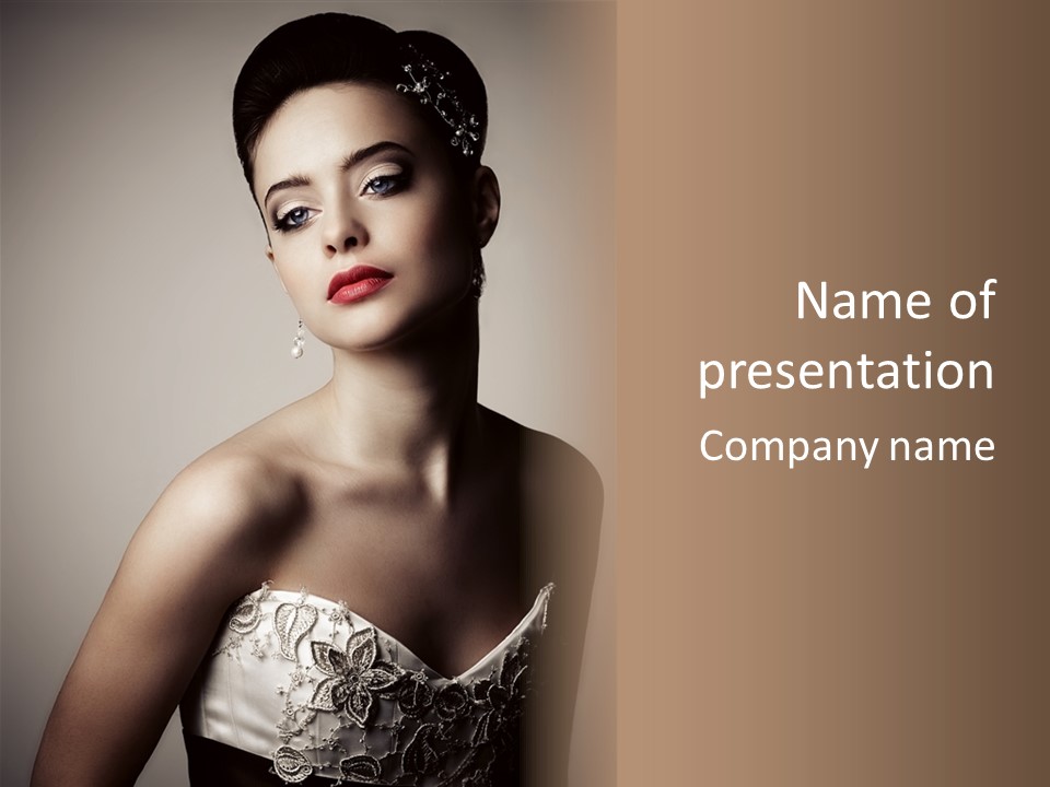 A Woman In A Dress With A Tiara On Her Head PowerPoint Template