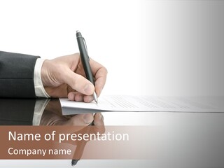 A Person Writing On A Piece Of Paper With A Pen PowerPoint Template