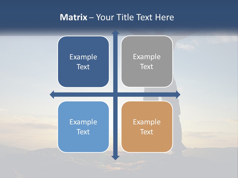 A Man Standing On Top Of A Mountain With His Arms Wide Open PowerPoint Template