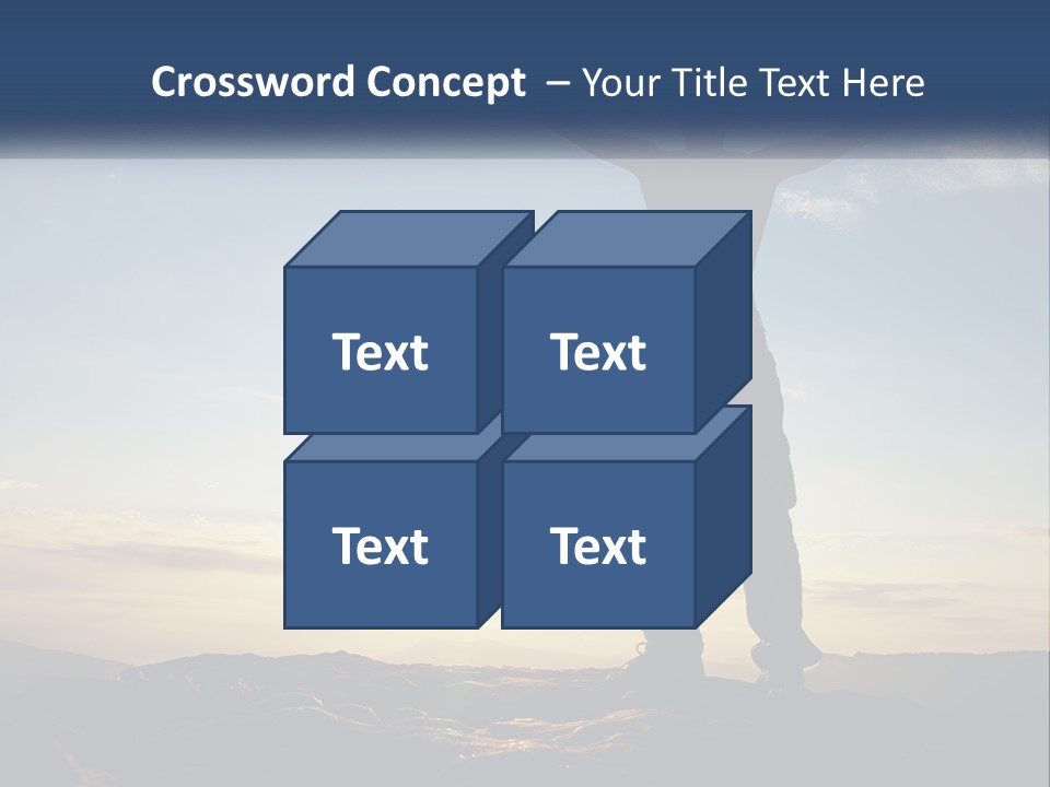 A Man Standing On Top Of A Mountain With His Arms Wide Open PowerPoint Template