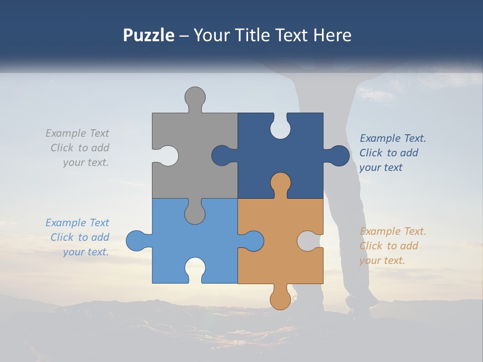 A Man Standing On Top Of A Mountain With His Arms Wide Open PowerPoint Template
