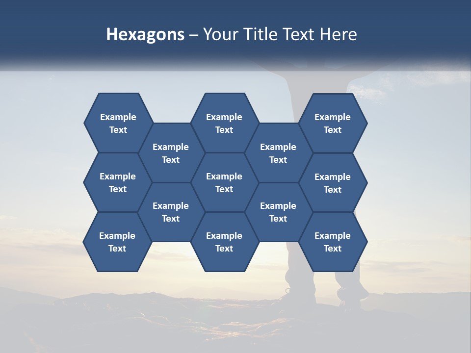 A Man Standing On Top Of A Mountain With His Arms Wide Open PowerPoint Template