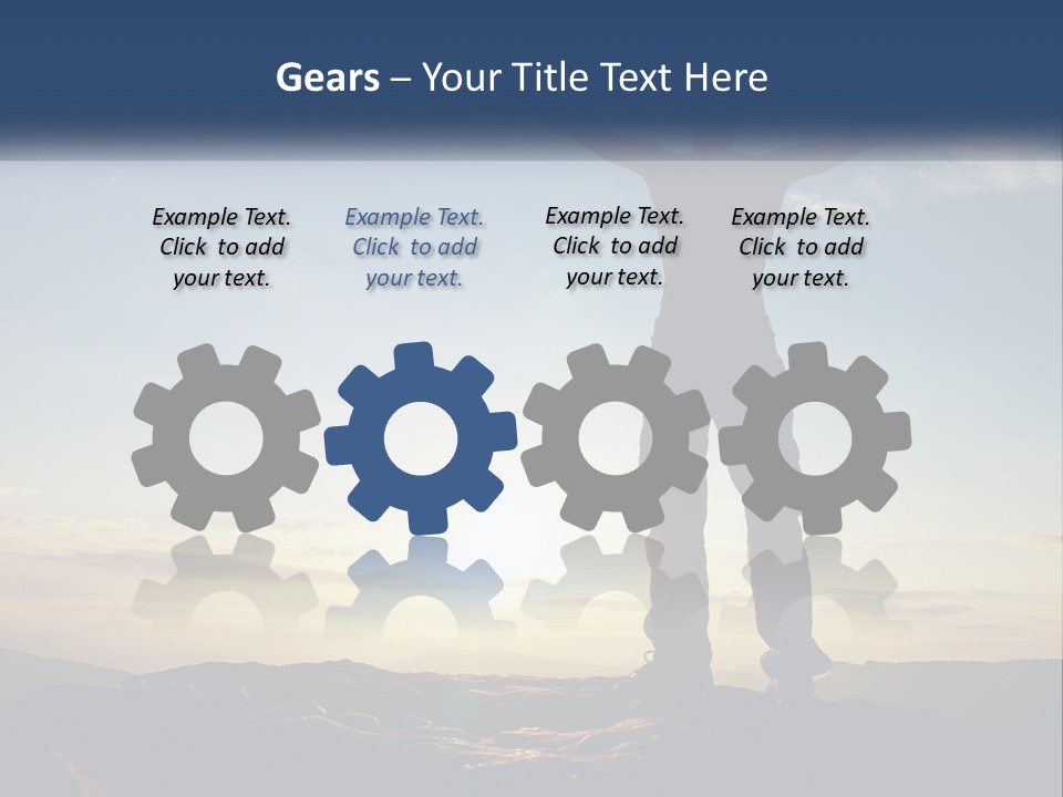 A Man Standing On Top Of A Mountain With His Arms Wide Open PowerPoint Template