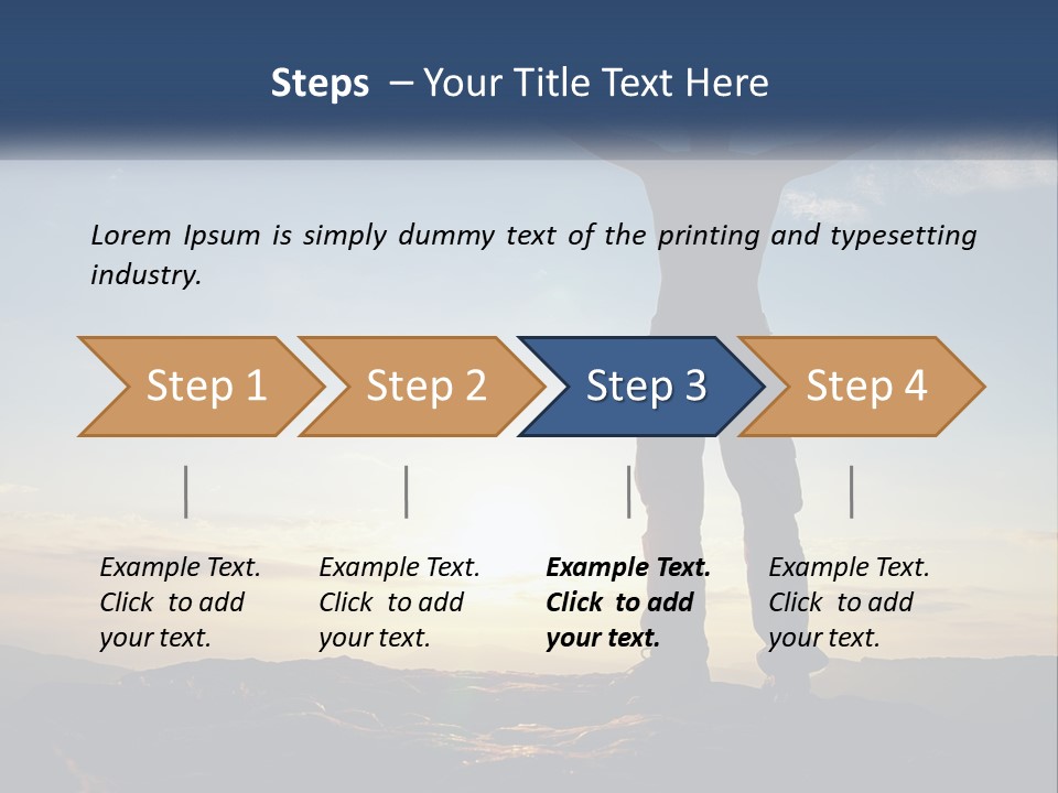 A Man Standing On Top Of A Mountain With His Arms Wide Open PowerPoint Template