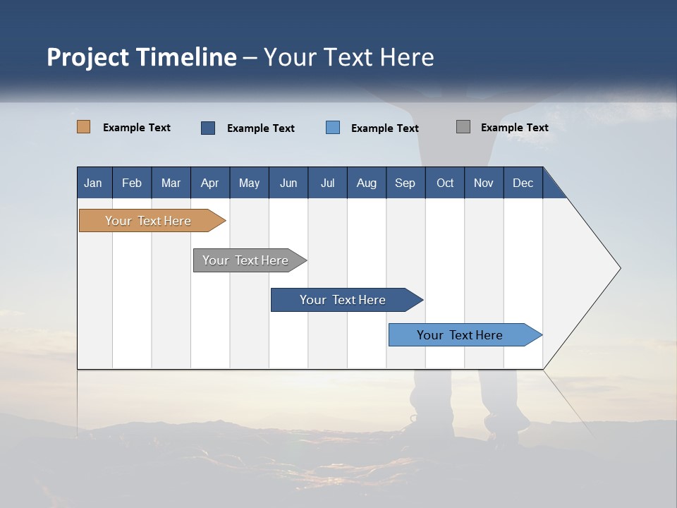 A Man Standing On Top Of A Mountain With His Arms Wide Open PowerPoint Template