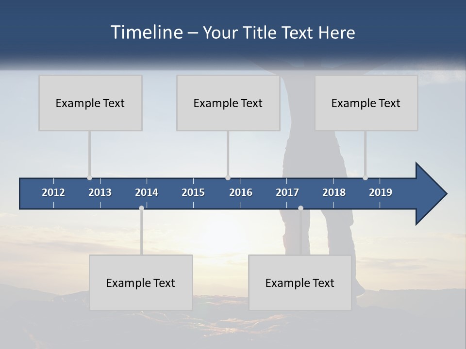 A Man Standing On Top Of A Mountain With His Arms Wide Open PowerPoint Template