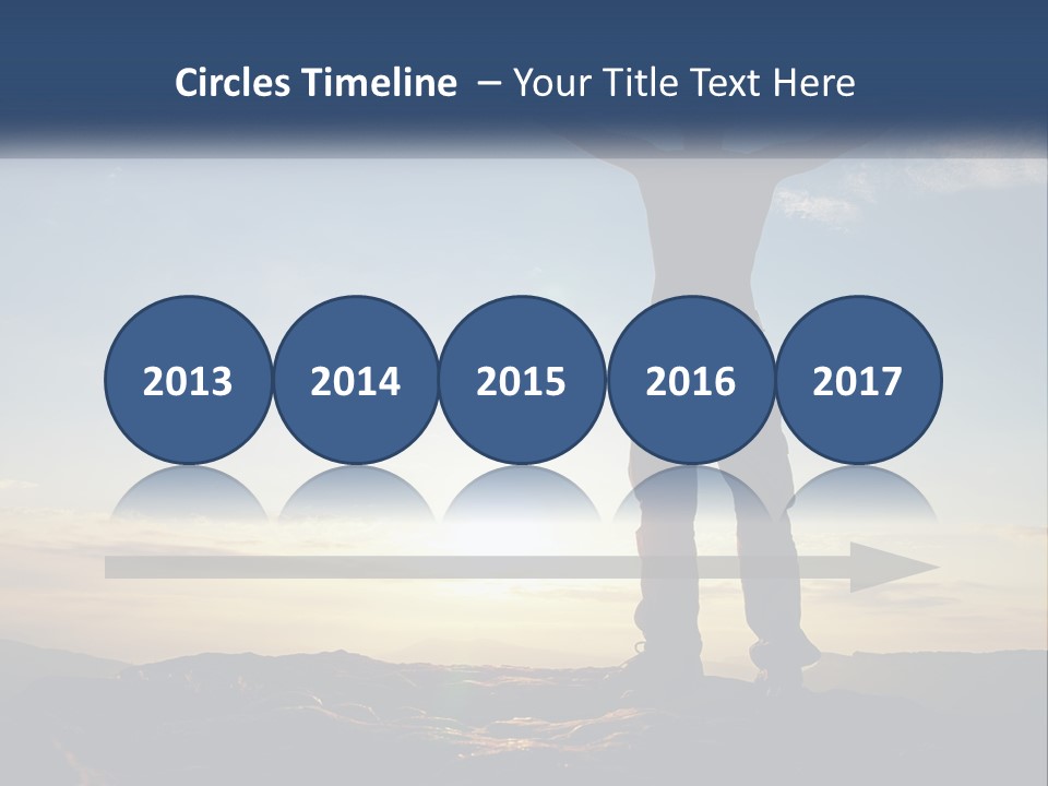 A Man Standing On Top Of A Mountain With His Arms Wide Open PowerPoint Template