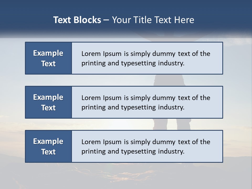 A Man Standing On Top Of A Mountain With His Arms Wide Open PowerPoint Template