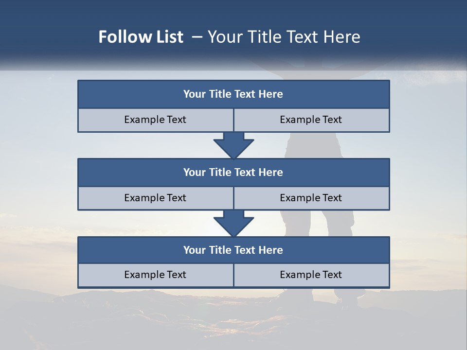 A Man Standing On Top Of A Mountain With His Arms Wide Open PowerPoint Template