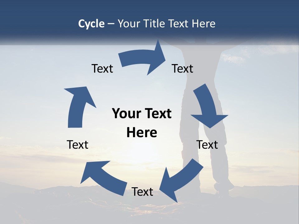 A Man Standing On Top Of A Mountain With His Arms Wide Open PowerPoint Template
