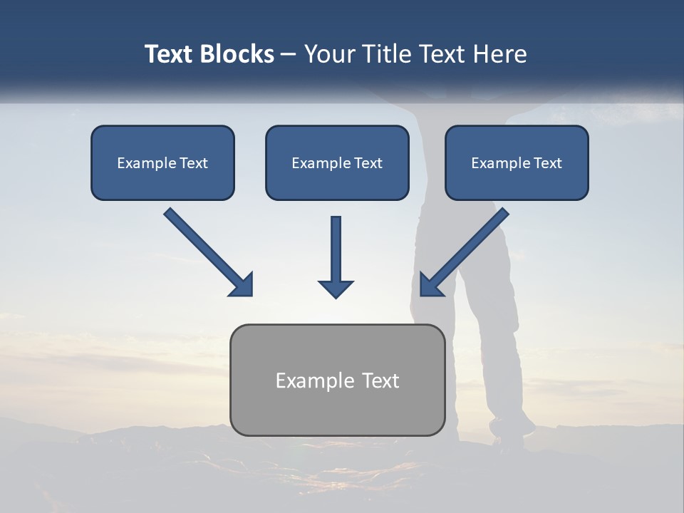 A Man Standing On Top Of A Mountain With His Arms Wide Open PowerPoint Template