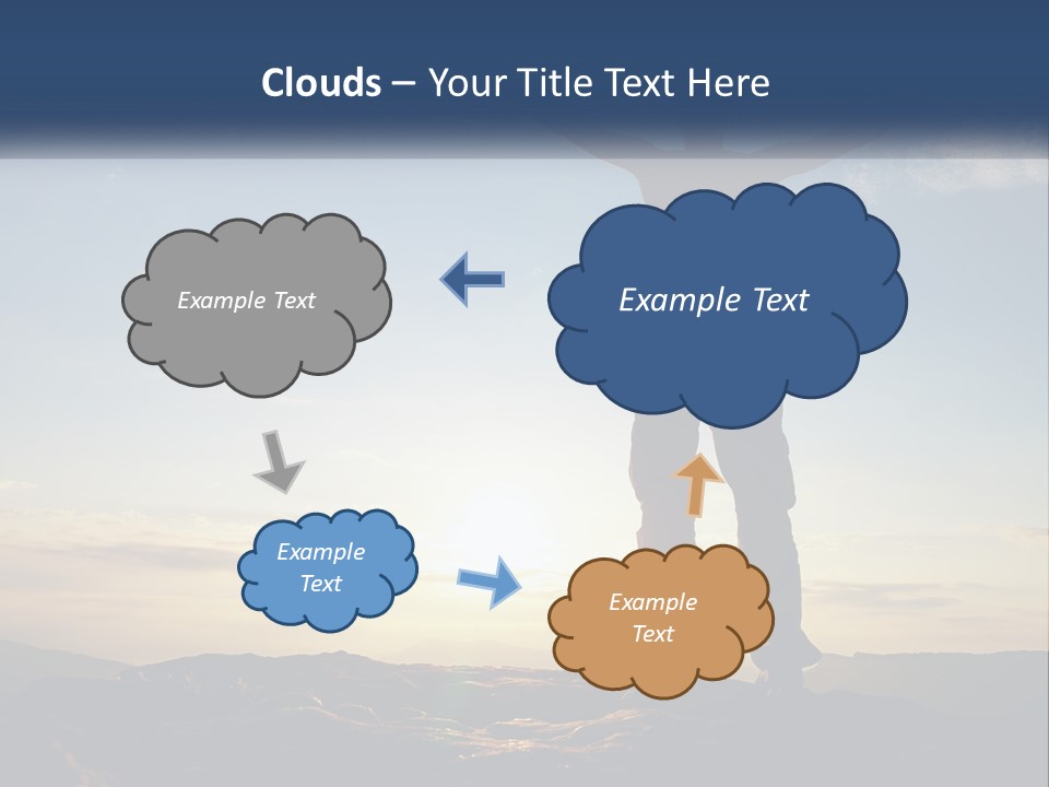 A Man Standing On Top Of A Mountain With His Arms Wide Open PowerPoint Template