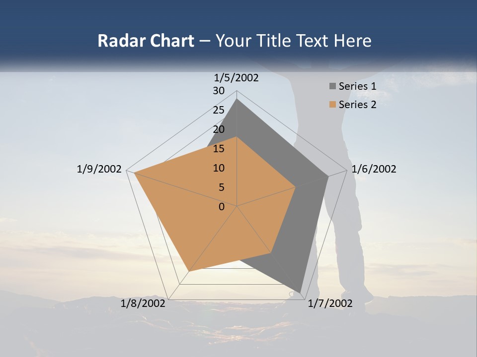 A Man Standing On Top Of A Mountain With His Arms Wide Open PowerPoint Template