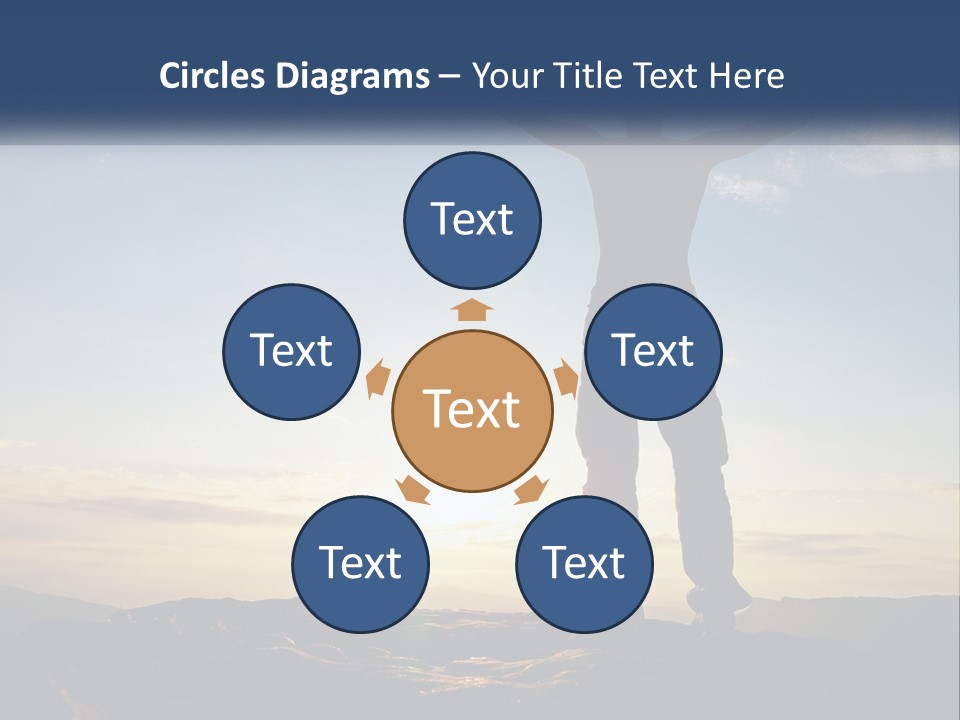 A Man Standing On Top Of A Mountain With His Arms Wide Open PowerPoint Template