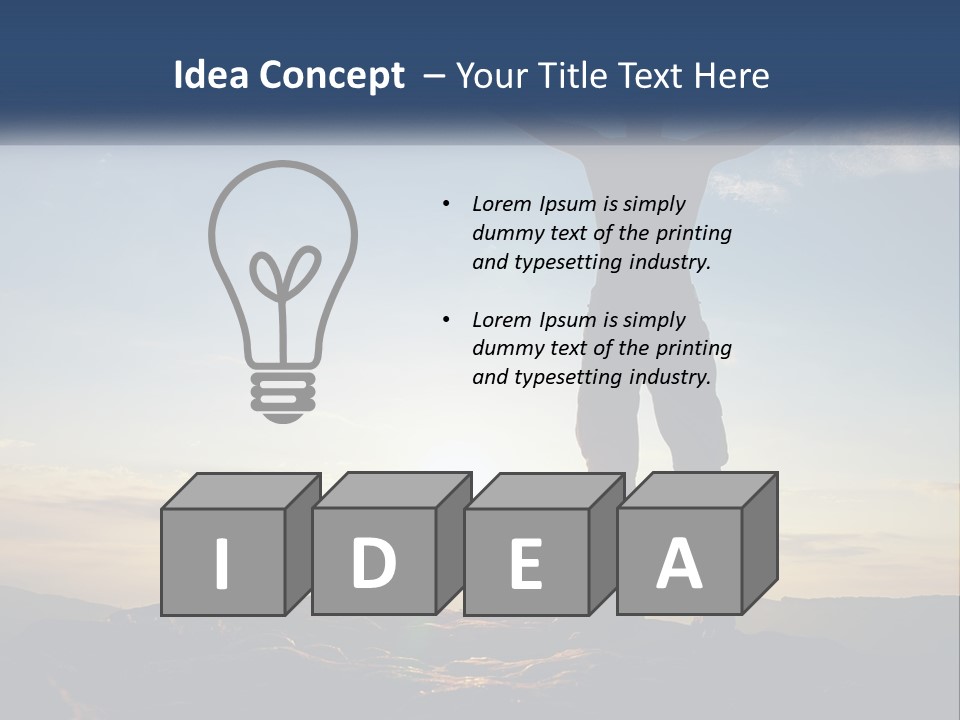 A Man Standing On Top Of A Mountain With His Arms Wide Open PowerPoint Template