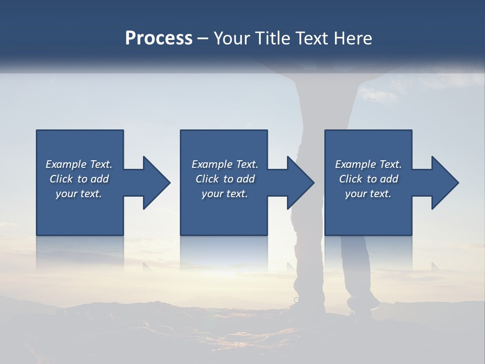 A Man Standing On Top Of A Mountain With His Arms Wide Open PowerPoint Template