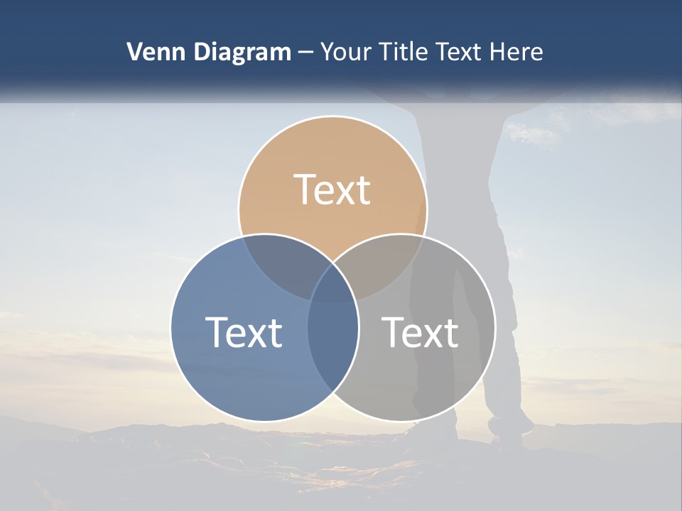 A Man Standing On Top Of A Mountain With His Arms Wide Open PowerPoint Template