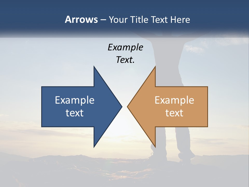 A Man Standing On Top Of A Mountain With His Arms Wide Open PowerPoint Template