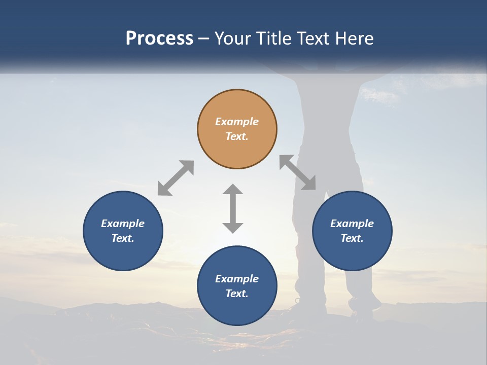 A Man Standing On Top Of A Mountain With His Arms Wide Open PowerPoint Template