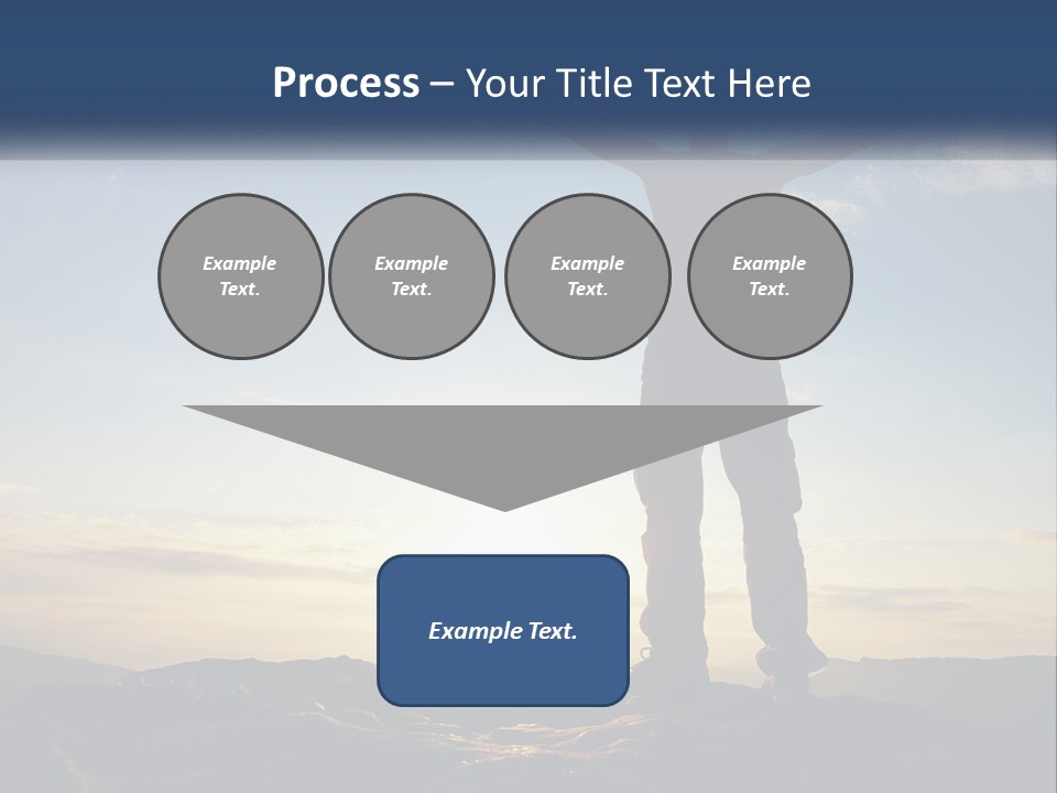 A Man Standing On Top Of A Mountain With His Arms Wide Open PowerPoint Template