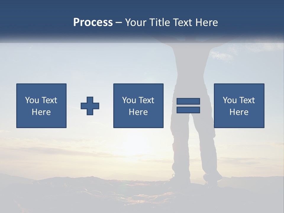 A Man Standing On Top Of A Mountain With His Arms Wide Open PowerPoint Template