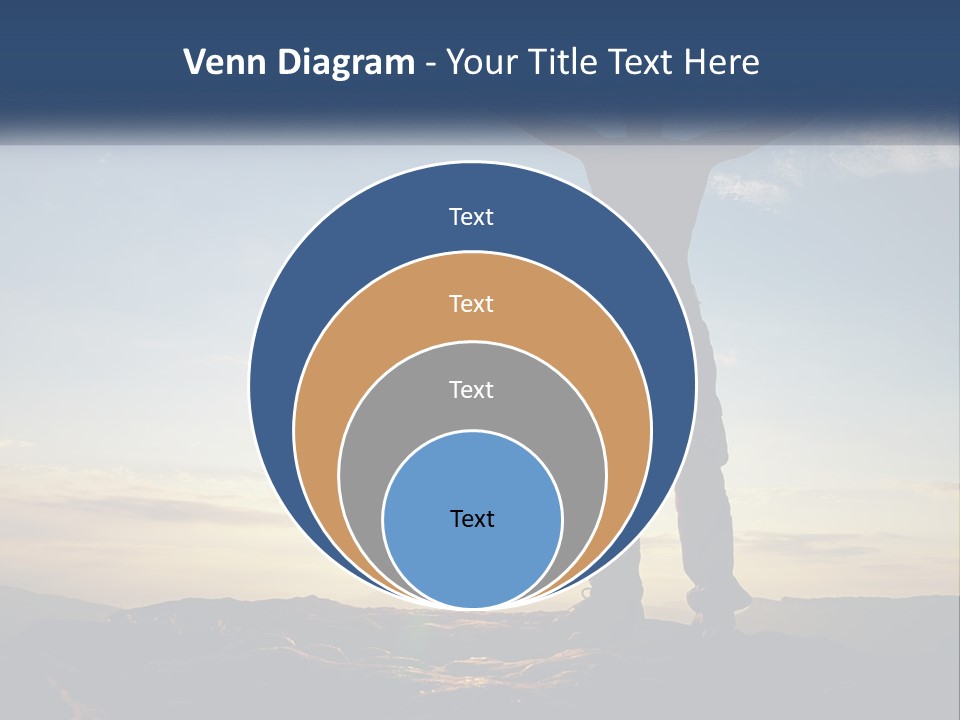 A Man Standing On Top Of A Mountain With His Arms Wide Open PowerPoint Template