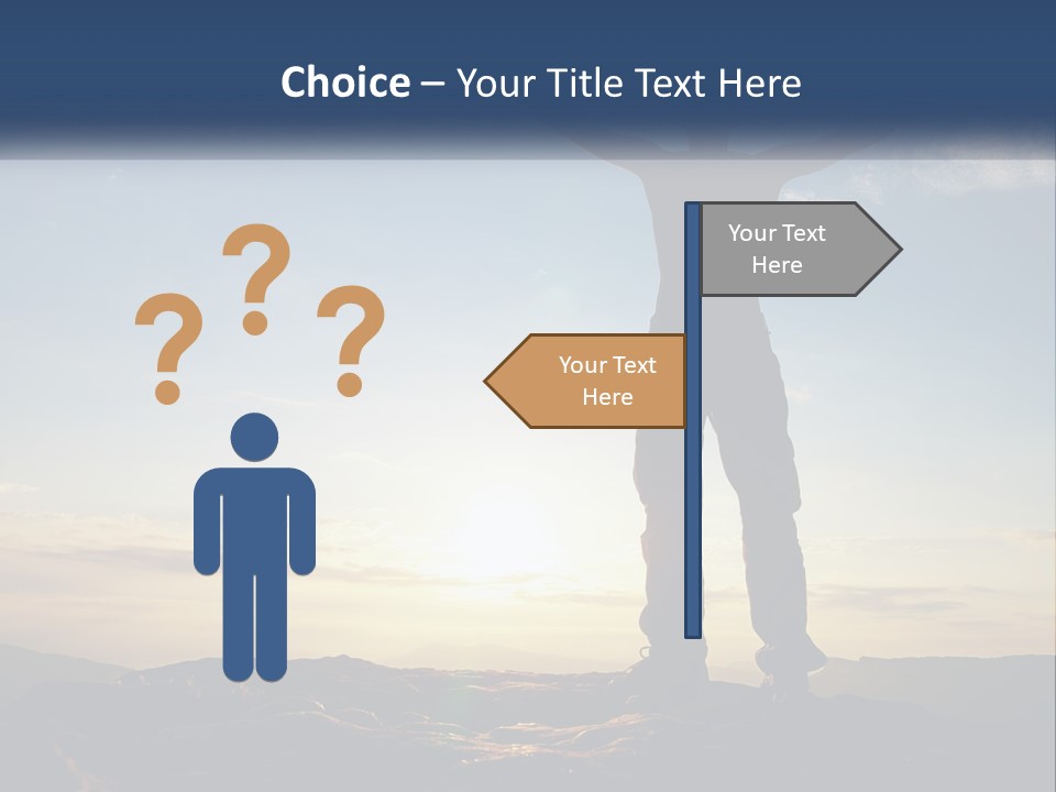 A Man Standing On Top Of A Mountain With His Arms Wide Open PowerPoint Template
