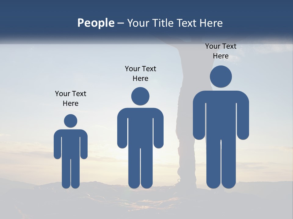 A Man Standing On Top Of A Mountain With His Arms Wide Open PowerPoint Template