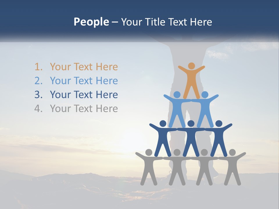 A Man Standing On Top Of A Mountain With His Arms Wide Open PowerPoint Template