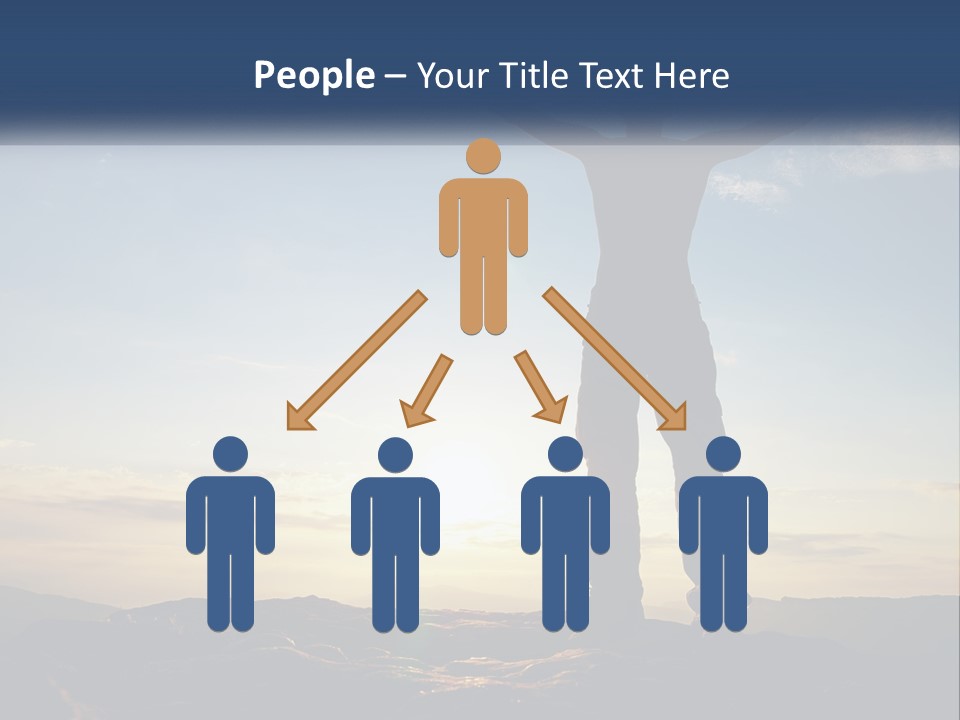 A Man Standing On Top Of A Mountain With His Arms Wide Open PowerPoint Template