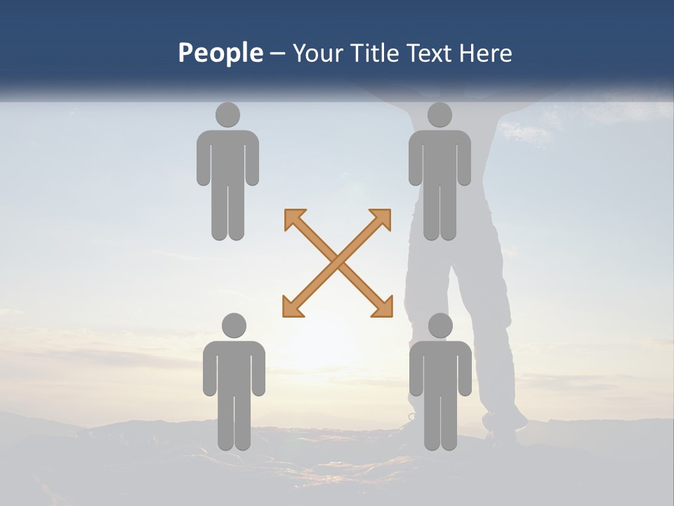 A Man Standing On Top Of A Mountain With His Arms Wide Open PowerPoint Template