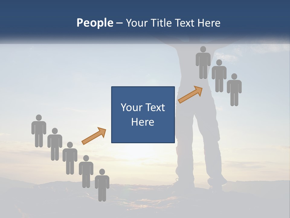 A Man Standing On Top Of A Mountain With His Arms Wide Open PowerPoint Template