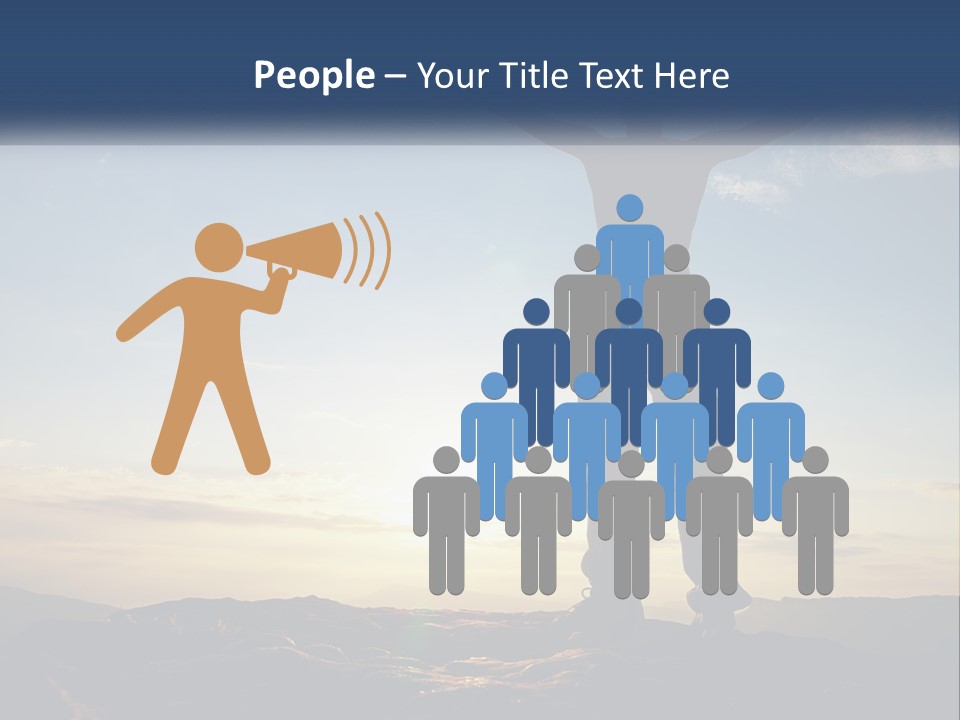A Man Standing On Top Of A Mountain With His Arms Wide Open PowerPoint Template