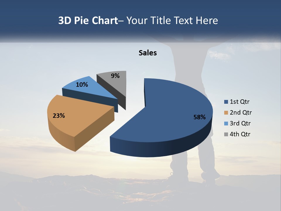 A Man Standing On Top Of A Mountain With His Arms Wide Open PowerPoint Template