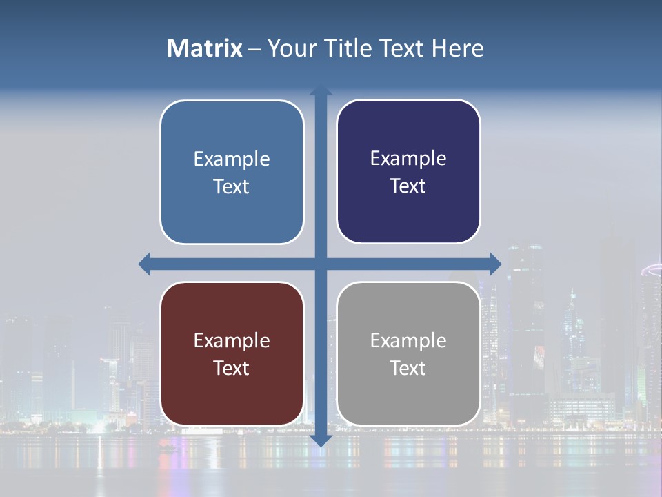 A City Skyline At Night With A Bright Blue Sky PowerPoint Template