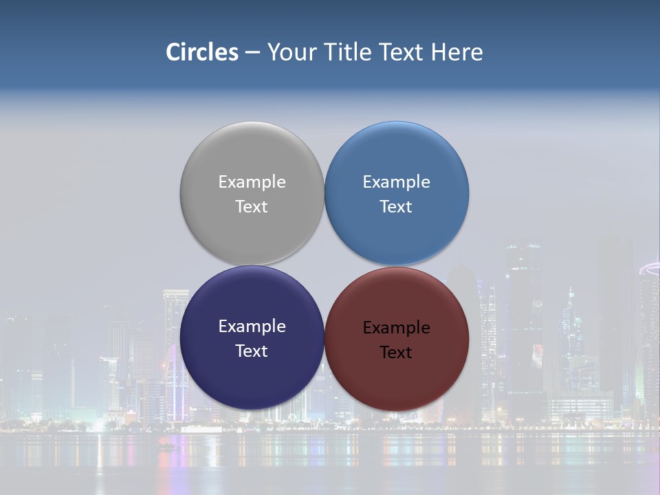 A City Skyline At Night With A Bright Blue Sky PowerPoint Template