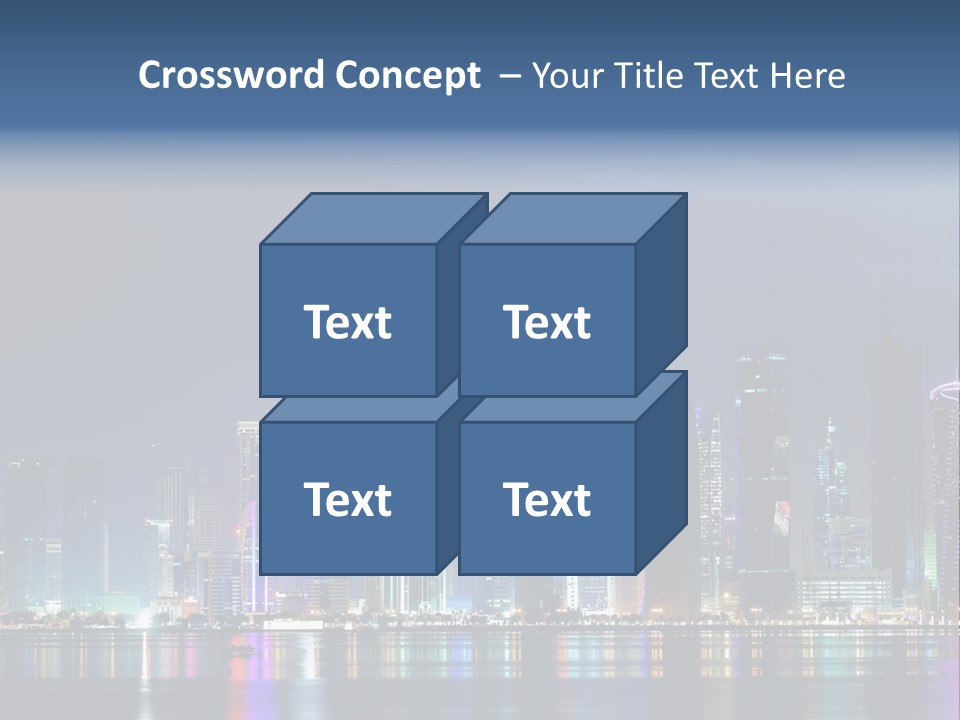 A City Skyline At Night With A Bright Blue Sky PowerPoint Template