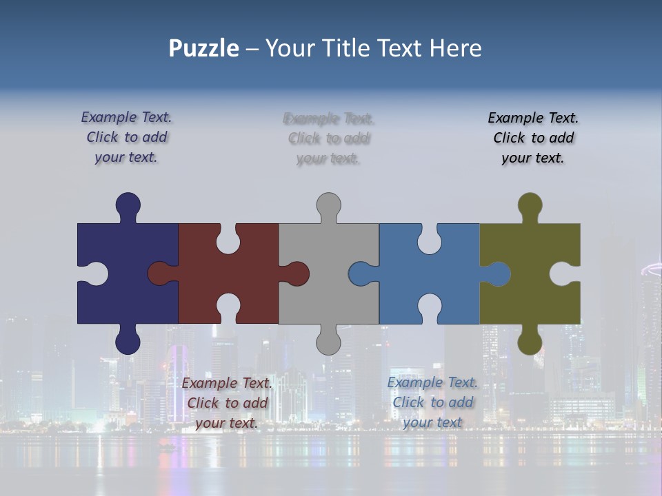 A City Skyline At Night With A Bright Blue Sky PowerPoint Template