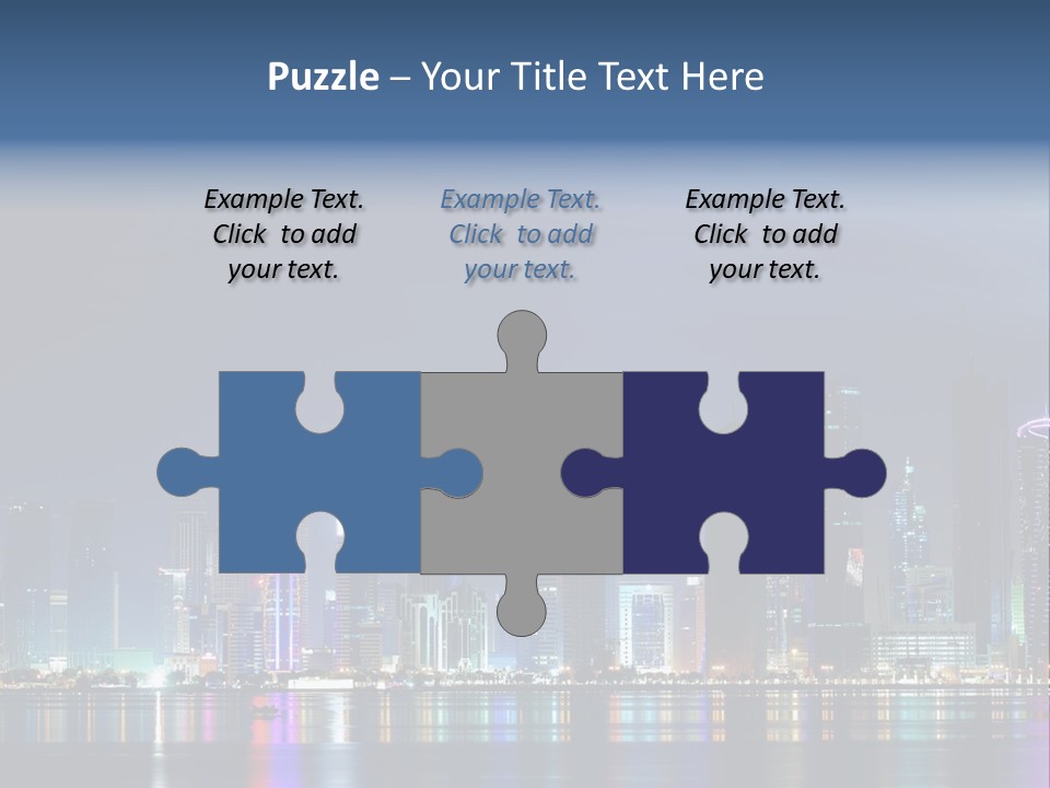 A City Skyline At Night With A Bright Blue Sky PowerPoint Template