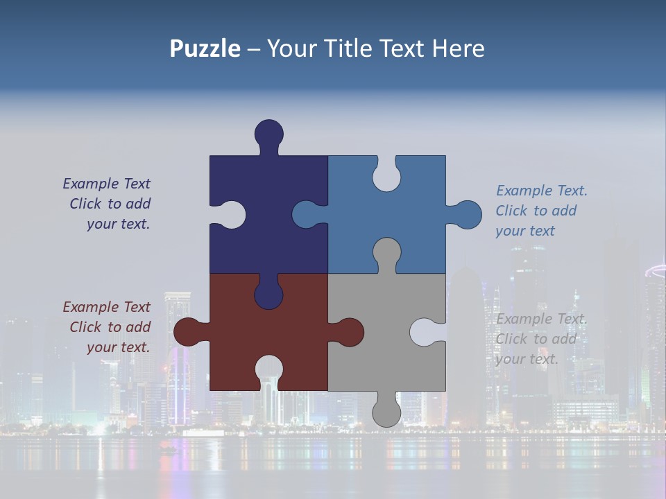 A City Skyline At Night With A Bright Blue Sky PowerPoint Template