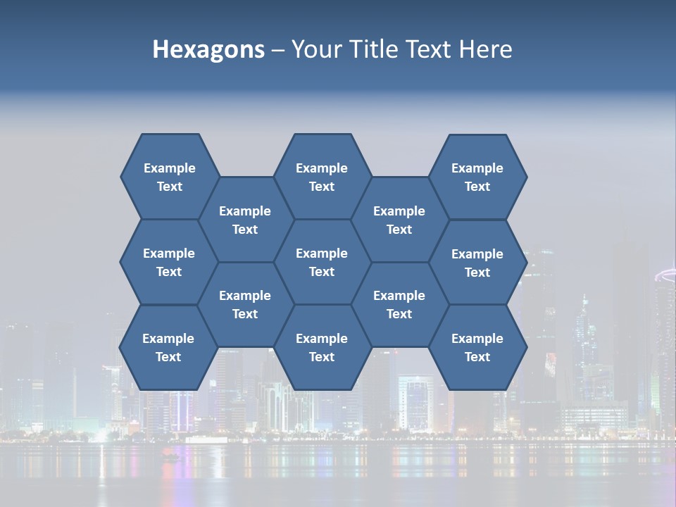 A City Skyline At Night With A Bright Blue Sky PowerPoint Template