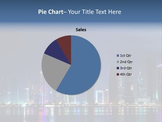 A City Skyline At Night With A Bright Blue Sky PowerPoint Template