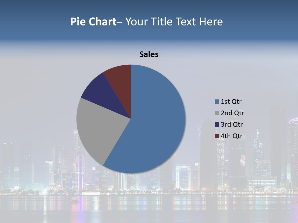 A City Skyline At Night With A Bright Blue Sky PowerPoint Template