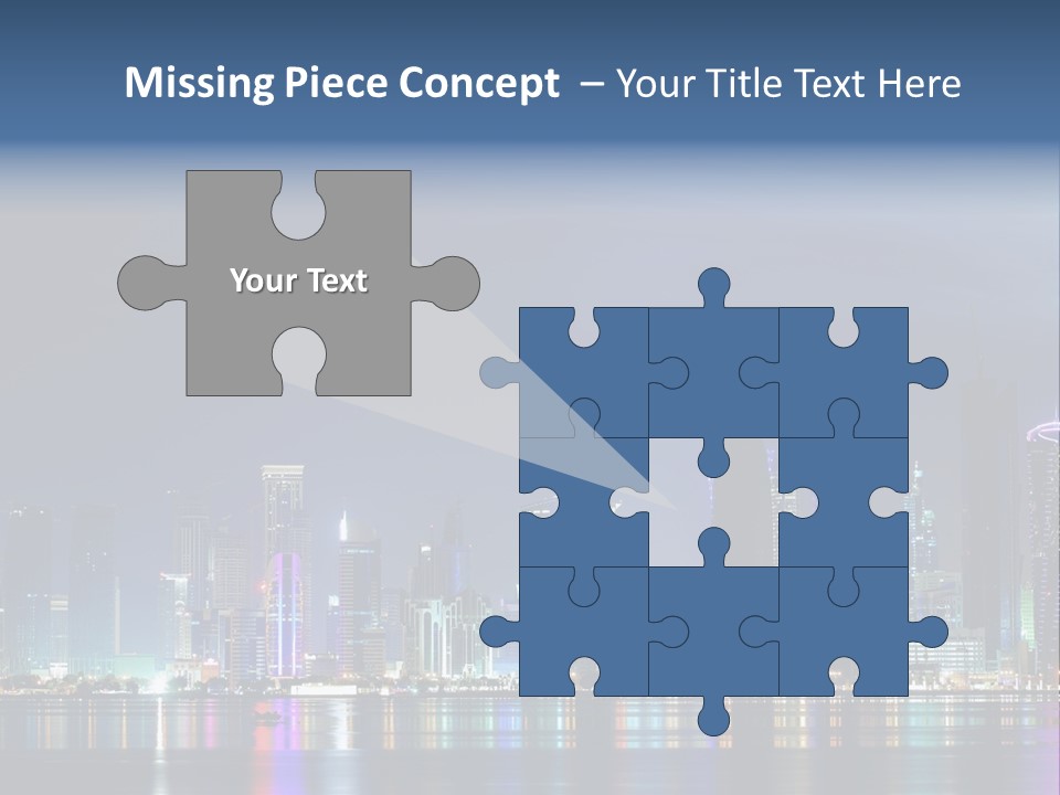 A City Skyline At Night With A Bright Blue Sky PowerPoint Template