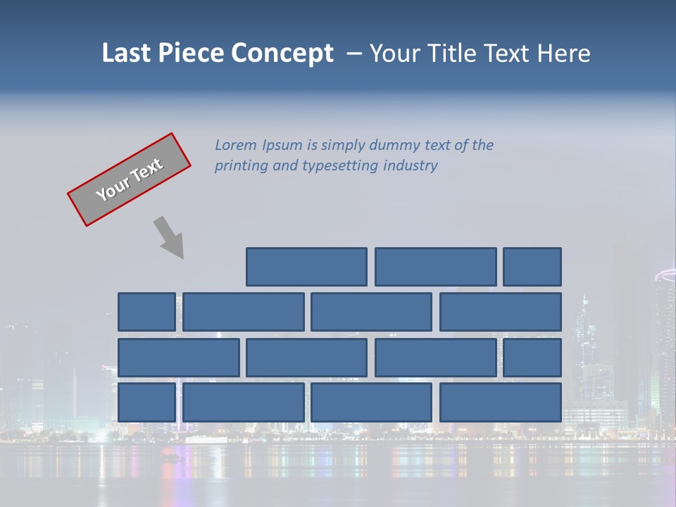 A City Skyline At Night With A Bright Blue Sky PowerPoint Template