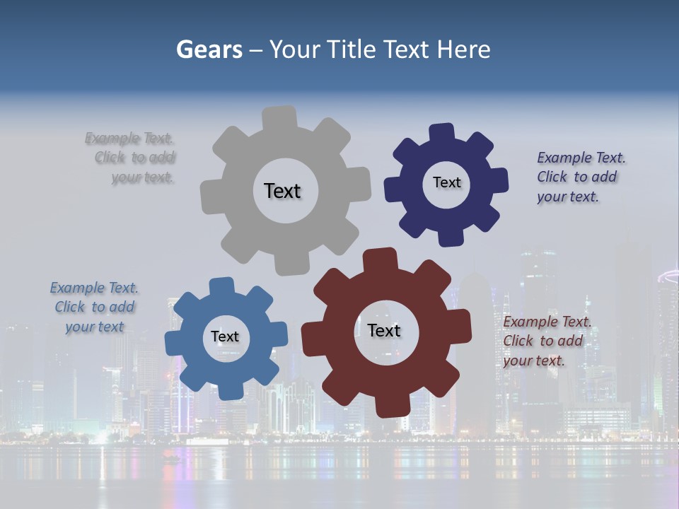 A City Skyline At Night With A Bright Blue Sky PowerPoint Template