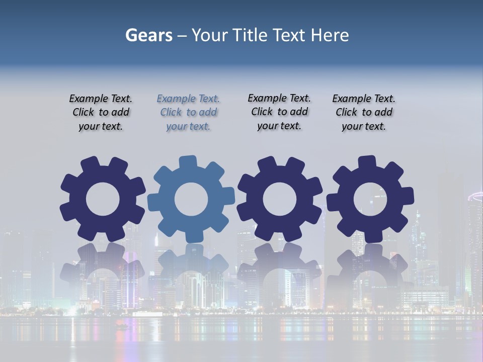 A City Skyline At Night With A Bright Blue Sky PowerPoint Template