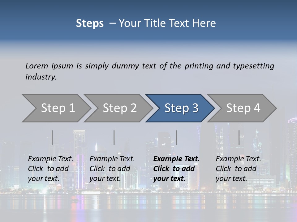 A City Skyline At Night With A Bright Blue Sky PowerPoint Template