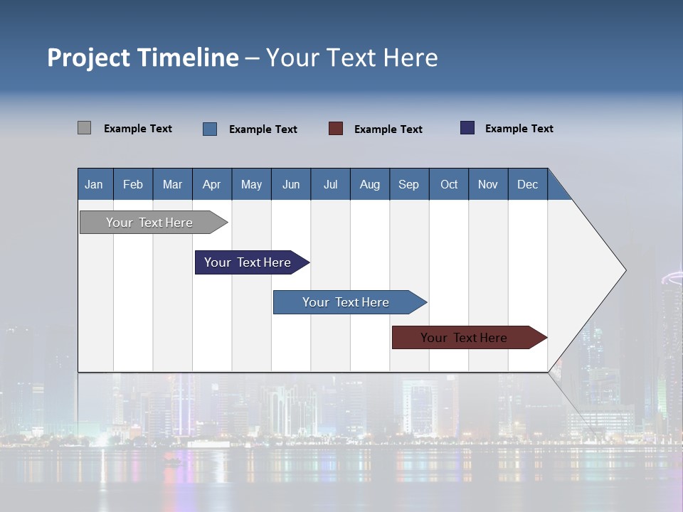 A City Skyline At Night With A Bright Blue Sky PowerPoint Template