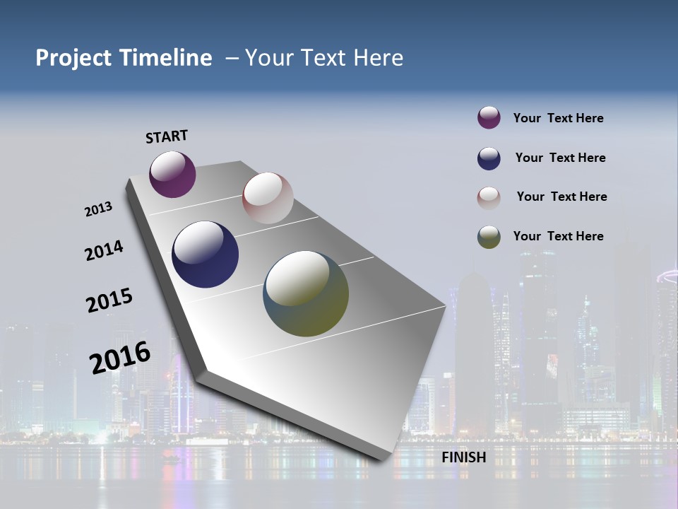 A City Skyline At Night With A Bright Blue Sky PowerPoint Template
